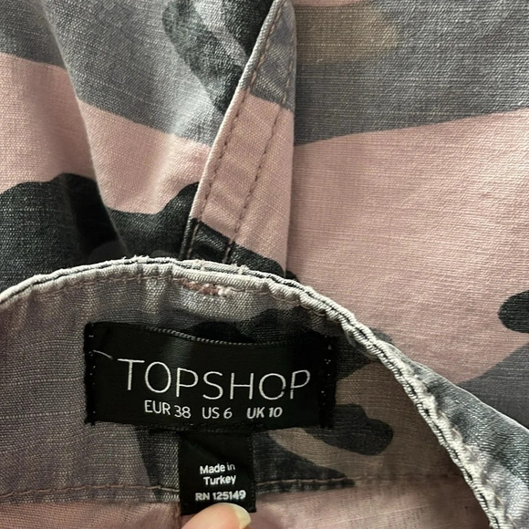 TOPSHOP Pink Grey Camo Cargo Utility Pants Jogger Canvas Adjustable Baddie 6 - Picture 9 of 13